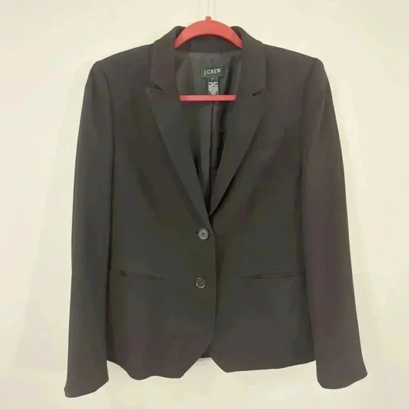J.Crew Women's Wool Blazer Black Size 4 Button Front Fully Lined‎ - Picture 1 of 6